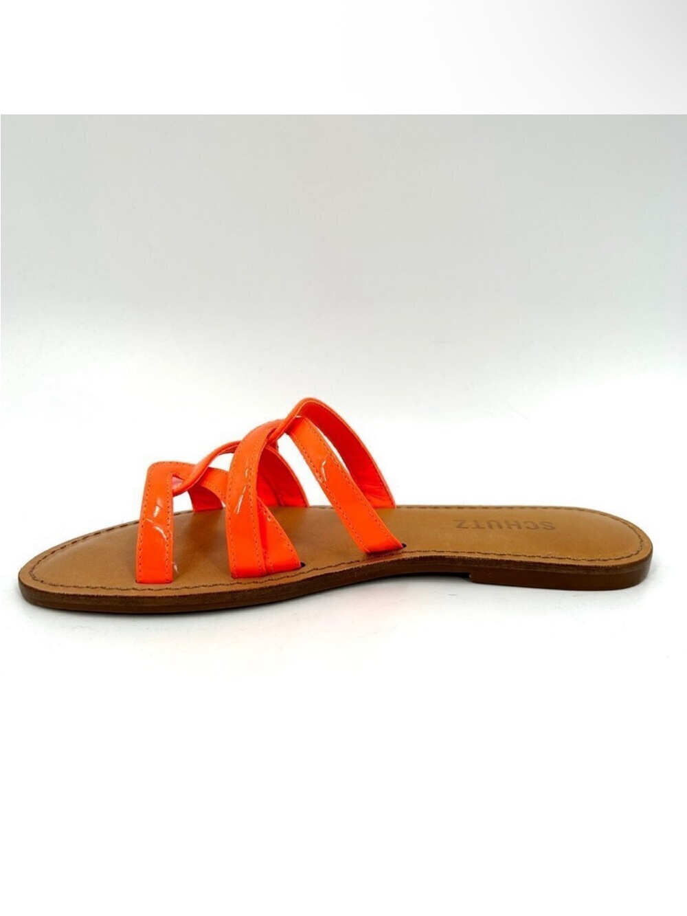 SCHUTZ Neon Orange Patent Slide Sandal - Picture 2 of 5